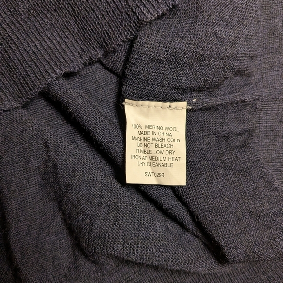 L'etoile Sport Navy Blue Stripe 100% Merino Wool Crewneck Tennis Racquet Sweater - Picture 12 of 13